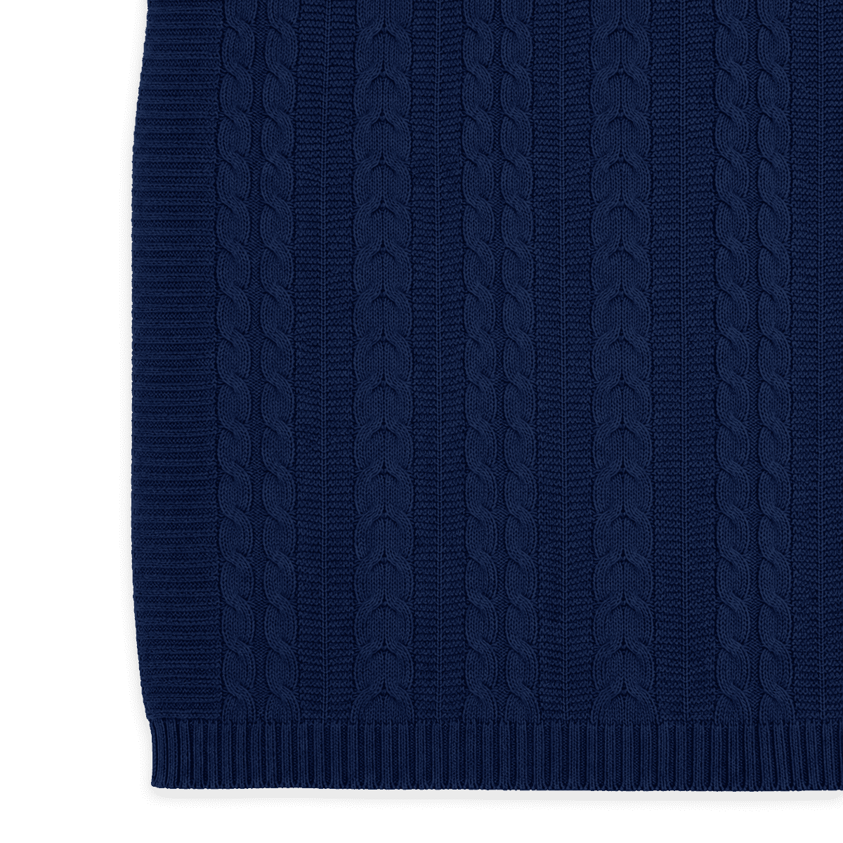 Pure Organic Cotton Cable Knit Throw Blanket 50x70 (Navy)