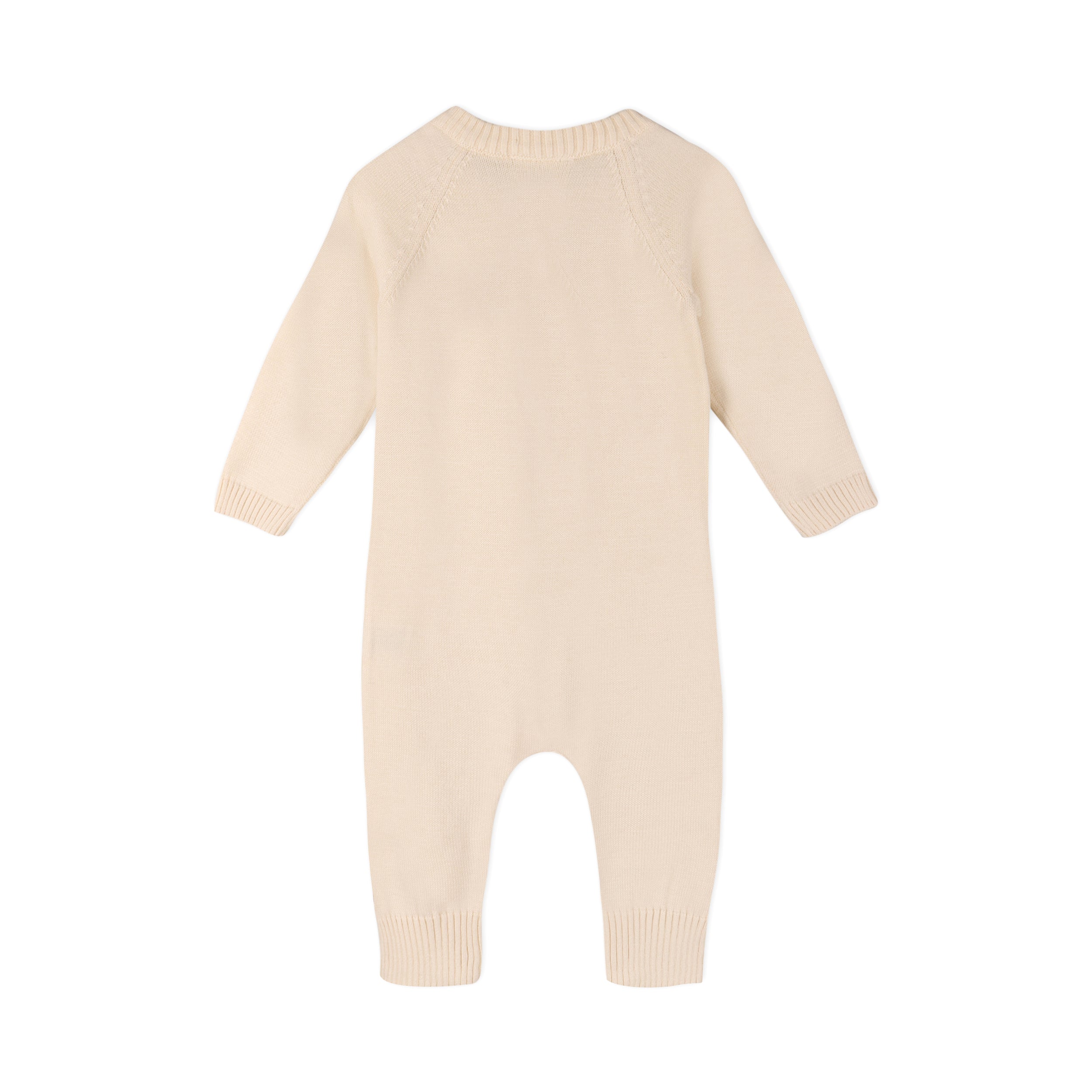 Viverano Milan Knit Organic Cotton Baby Pocket Jumpsuit in Cream (Back)