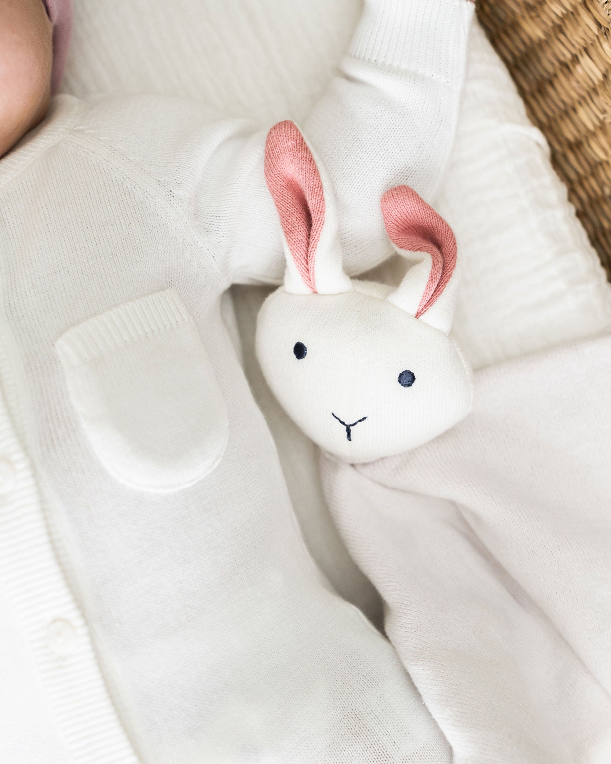 Milan Knit Organic Cotton Baby Pocket Jumpsuit Dove White Detail