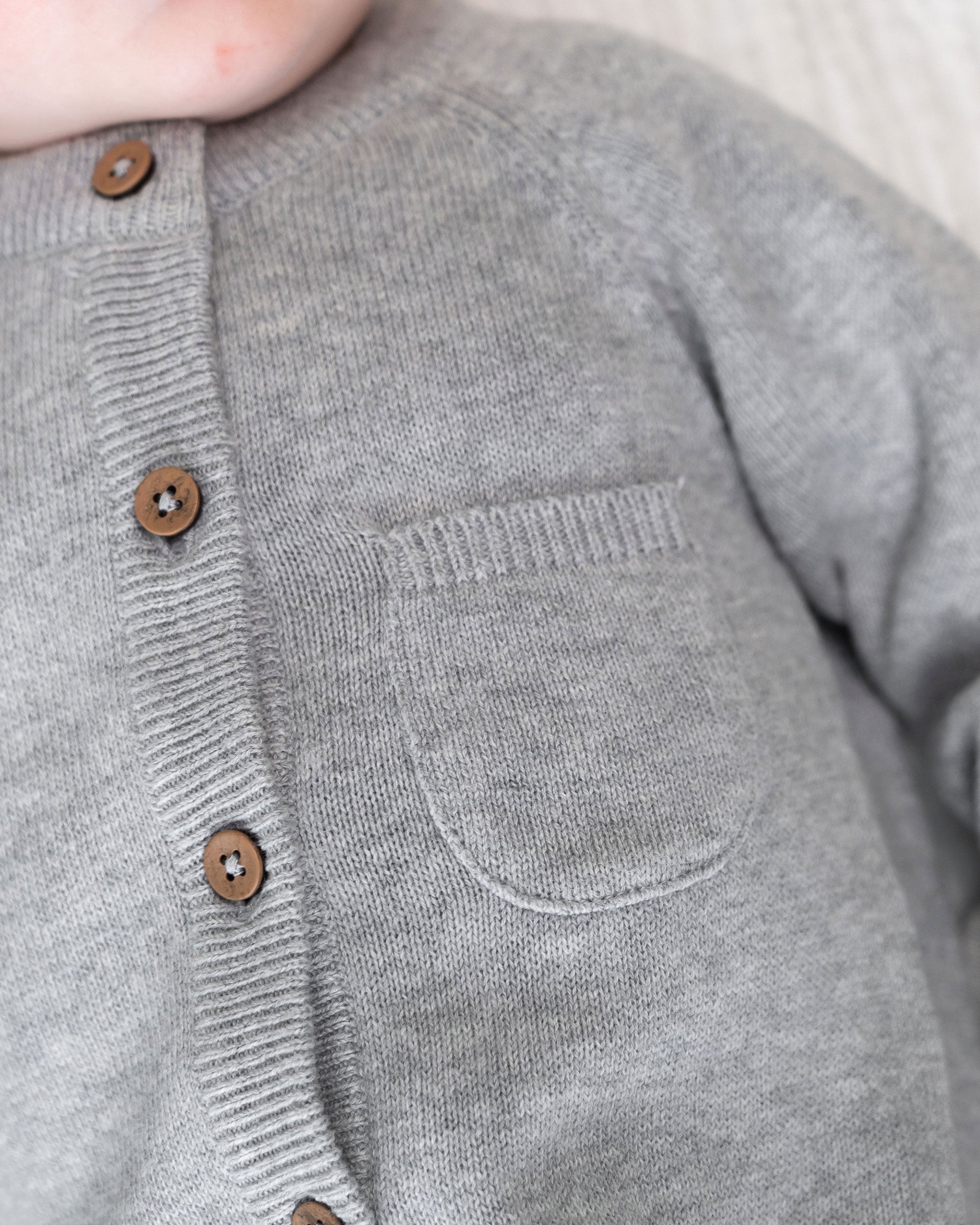 Milan Knit Organic Cotton Baby Pocket Jumpsuit Heather Grey Detail