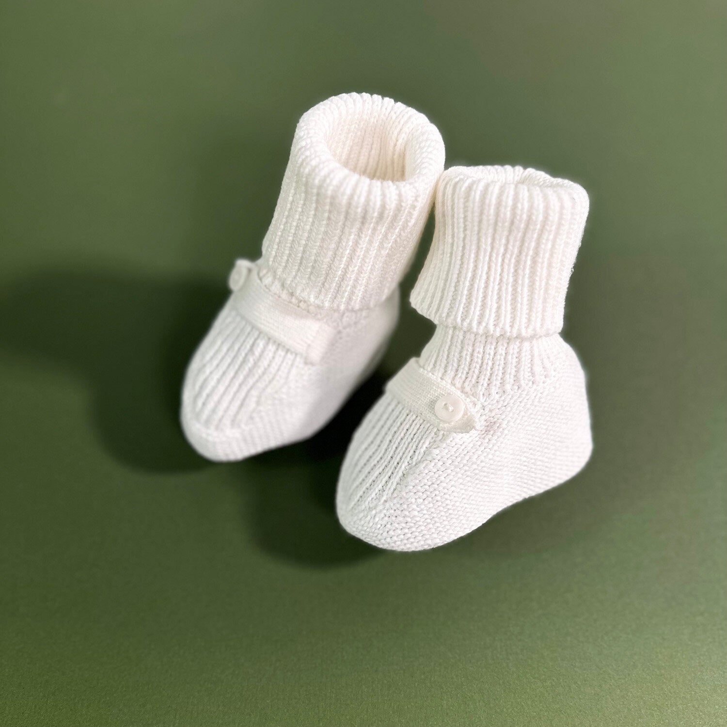 Dove White Milan Knit Cozy Baby Booties (Organic Cotton)