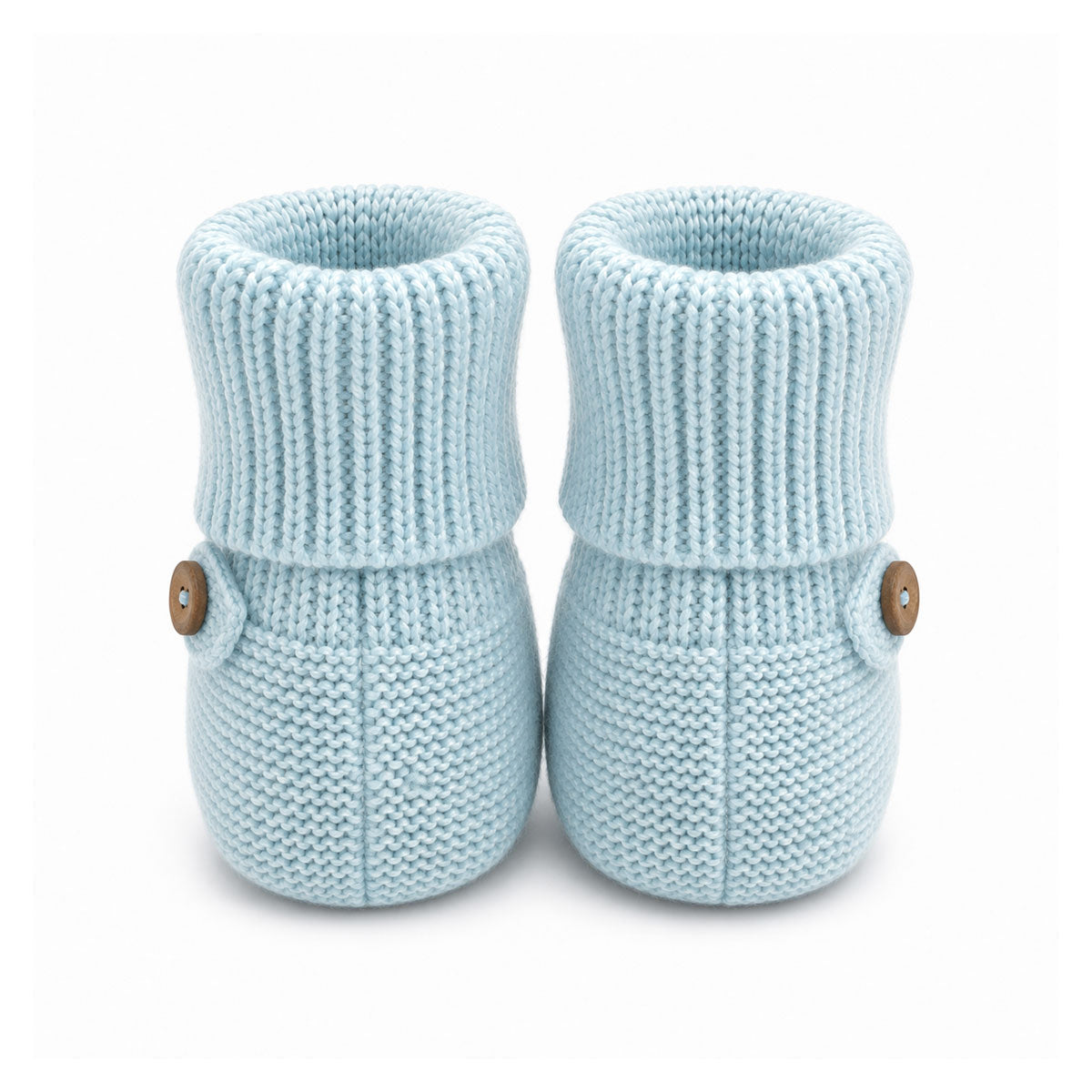 Sky Blue Milan Organic Knit Baby Booties Shoes, Back
