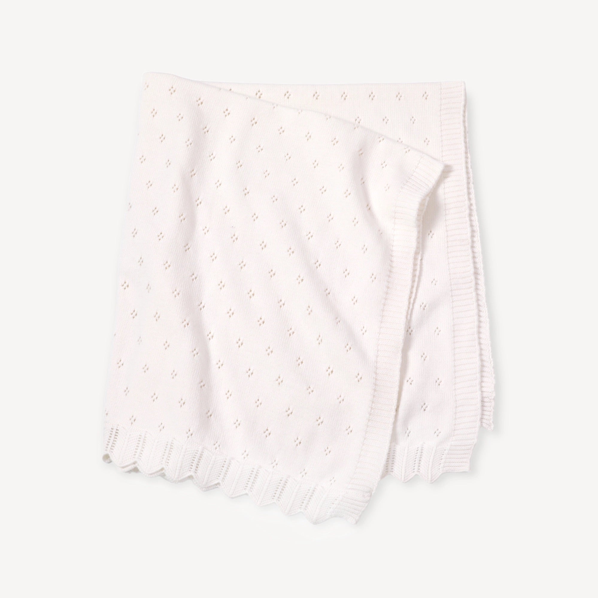 Milan Dove White Classic Pointelle Knit Baby Blanket (Organic Cotton) by Viverano