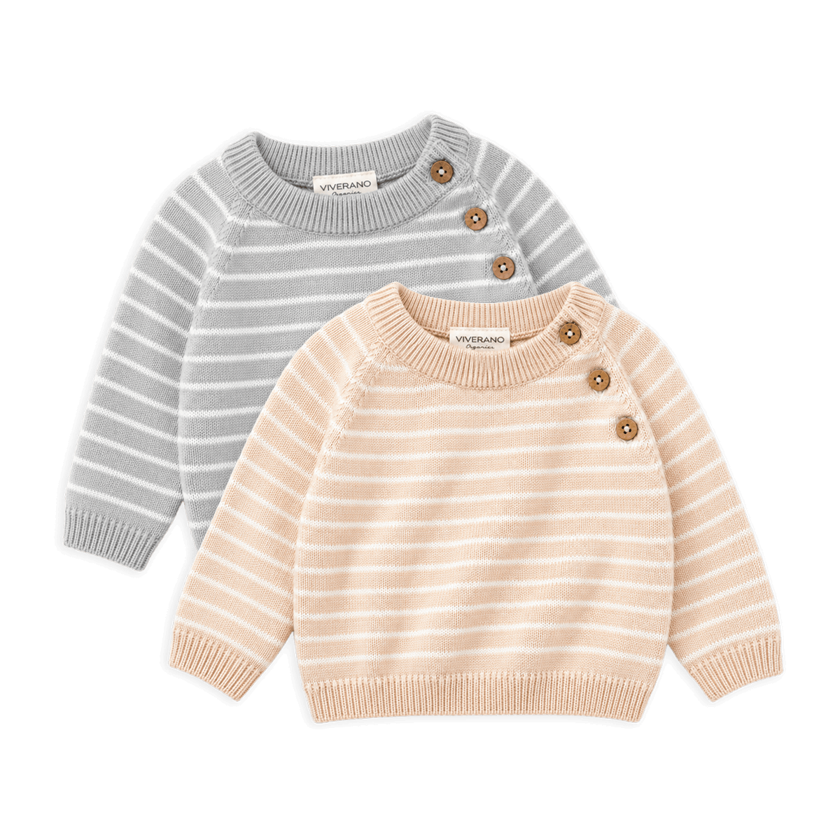 Milan Knit Baby Stripe Button Pullovers, Organic Cotton