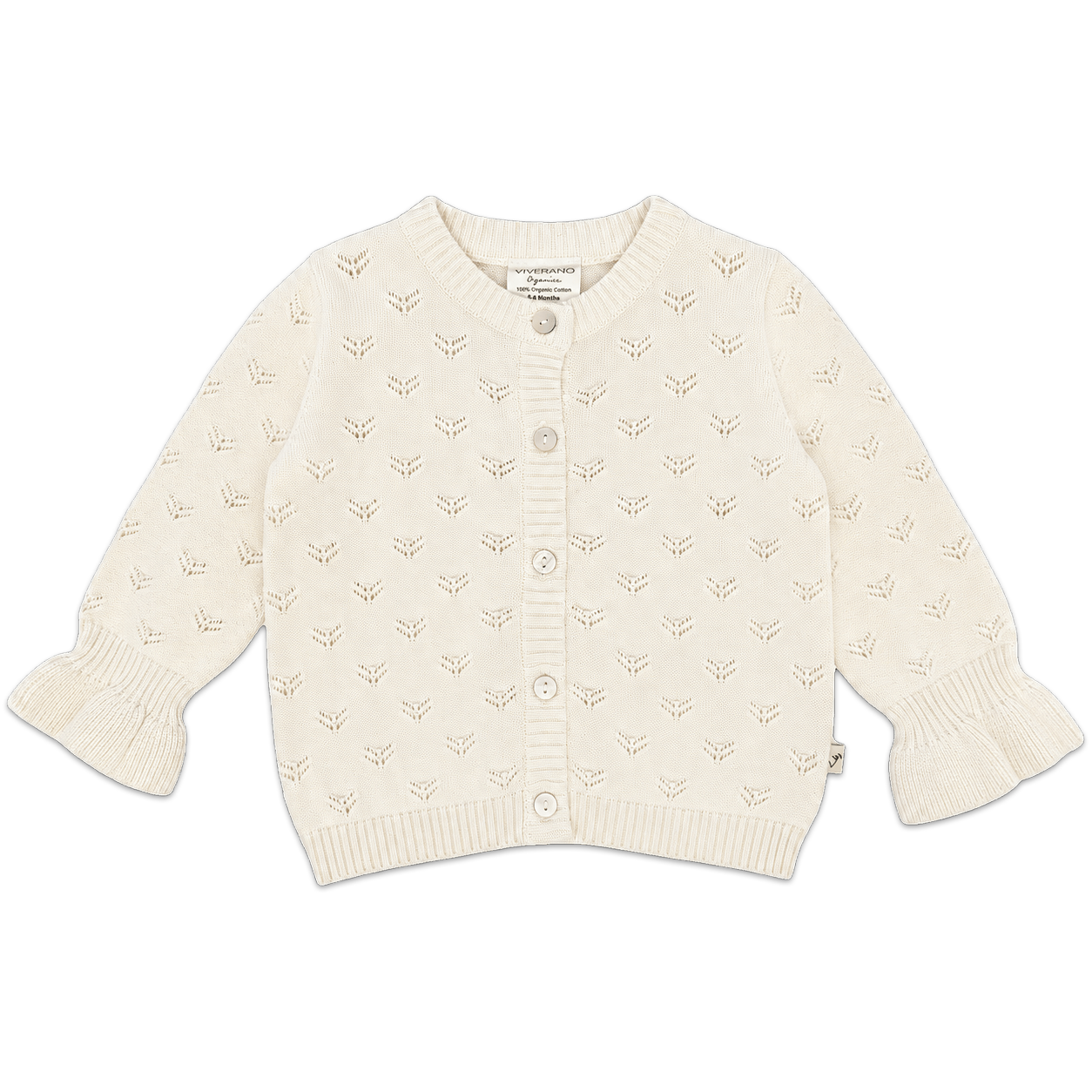 Milan Pointelle Knit Ruffle Baby Cardigan Sweater (Organic)