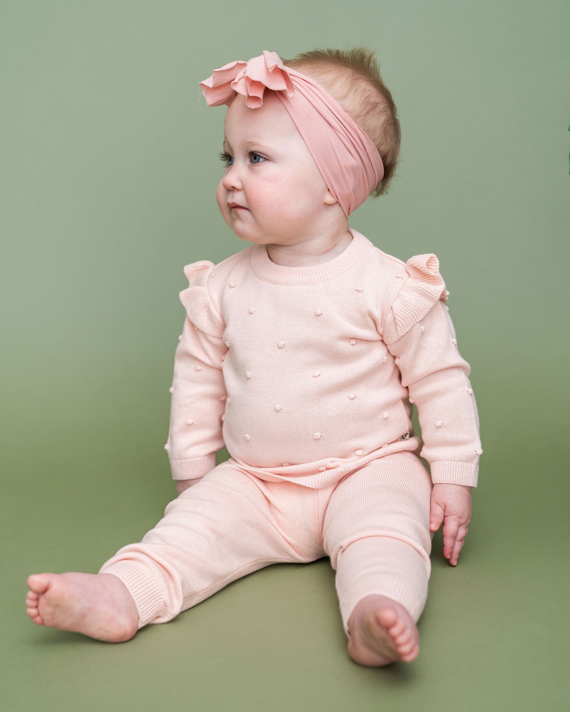 Milan Knit Baby Ruffle & Bobble Pullover Sweater Model (Organic Cotton)