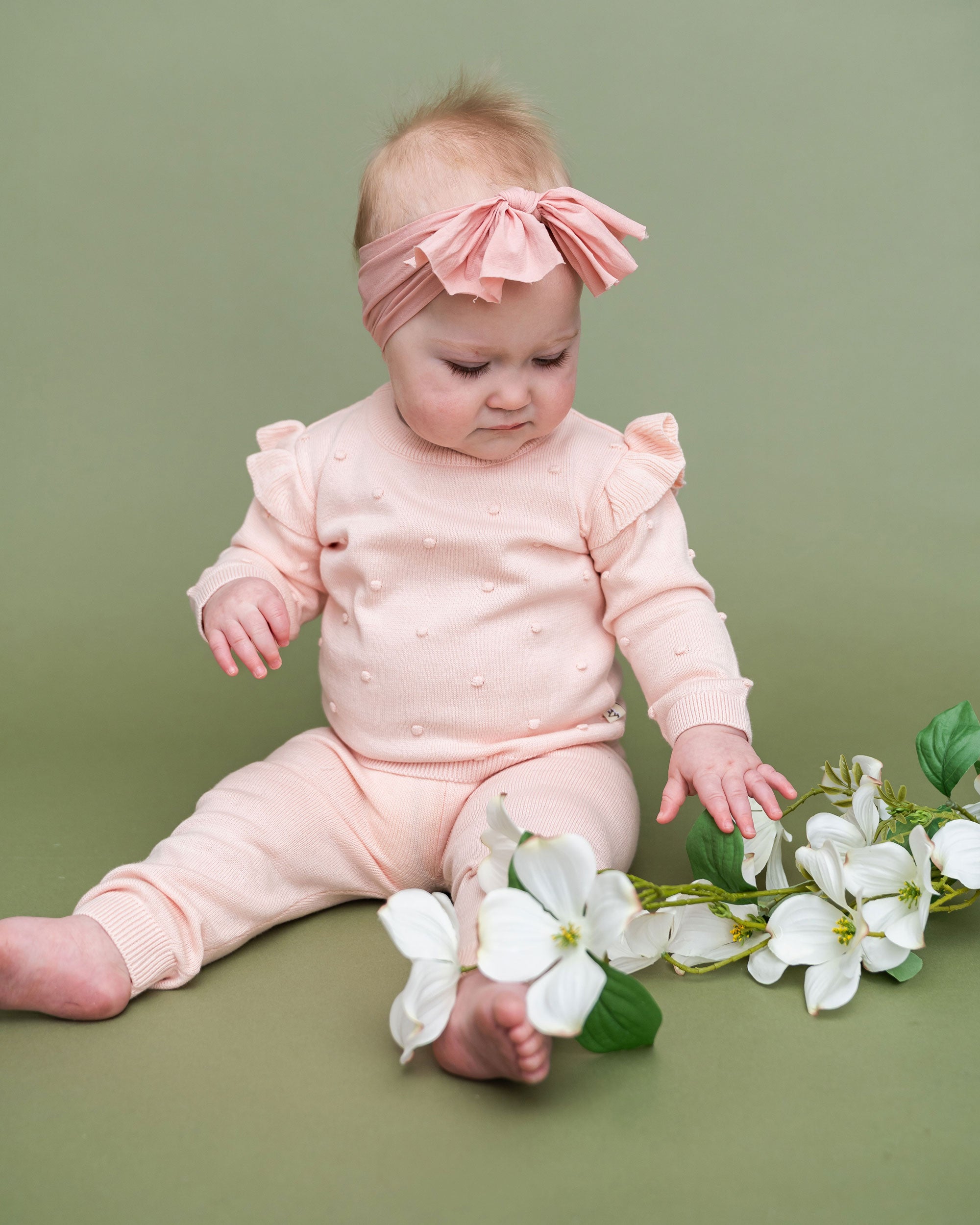 Milan Knit Baby Ruffle & Bobble Pullover Sweater Model Play (Organic Cotton)