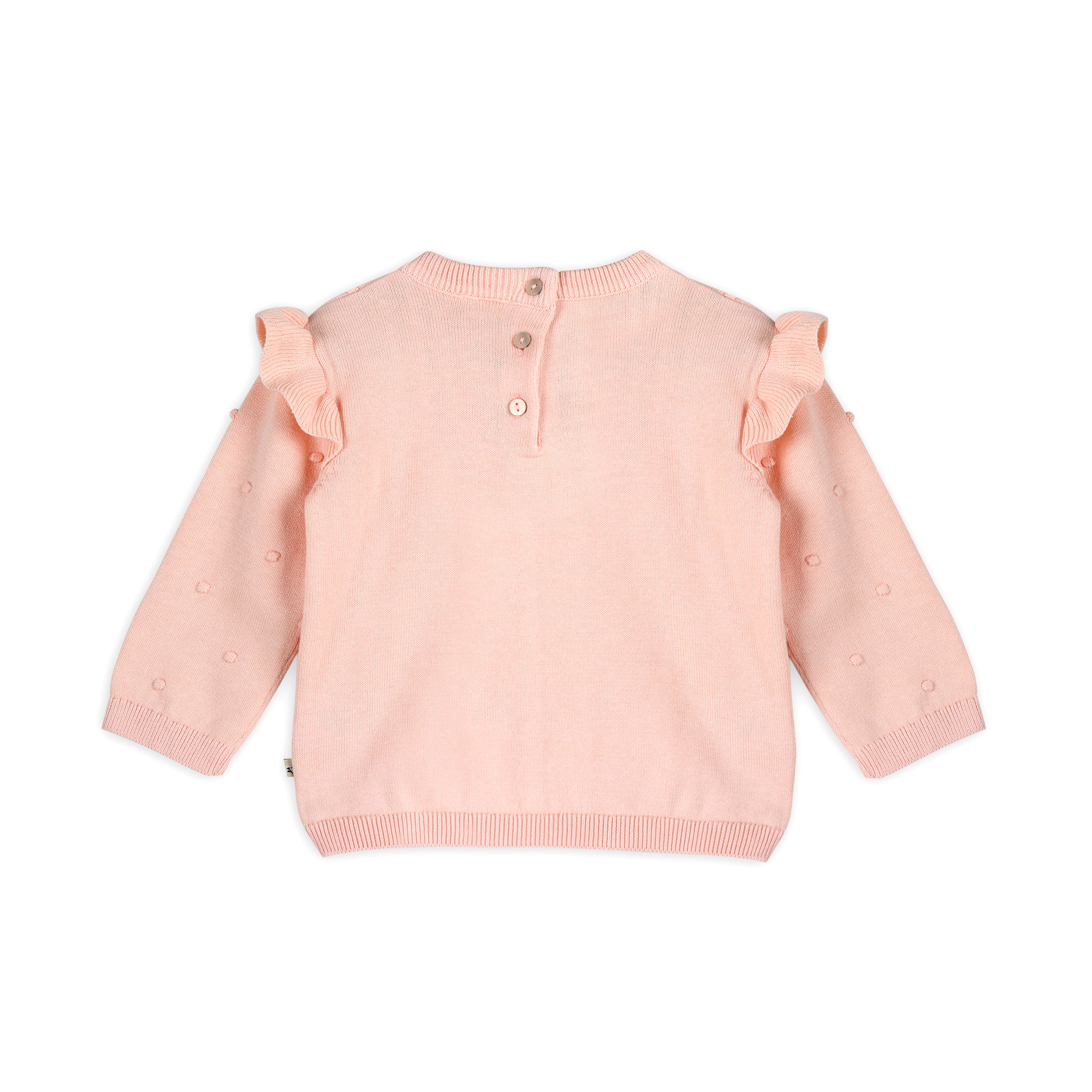 Milan Knit Baby Ruffle & Bobble Pullover Sweater Back (Organic Cotton)