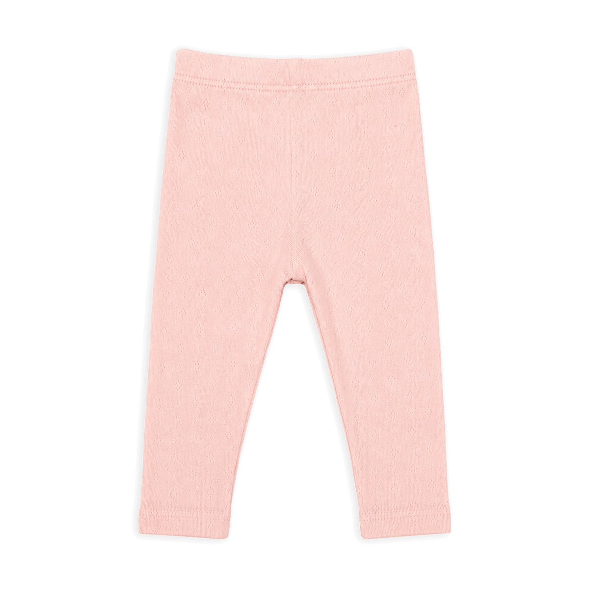 Blush Pink Pointelle Stretch Knit Baby Leggings Pants, Organic Cotton