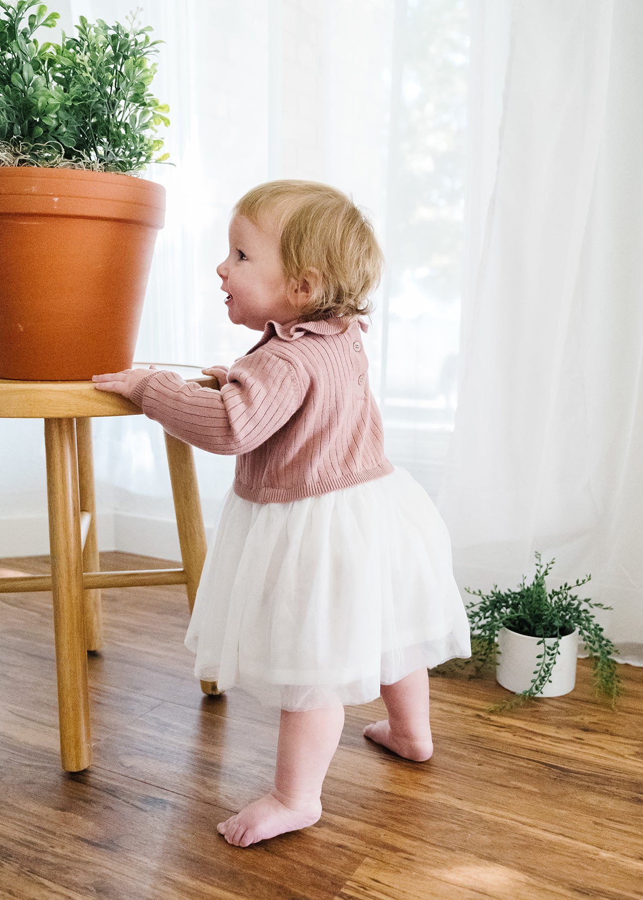 Ruffle Neck Sweater Knit Top & Tutu Baby Dress (Organic Cotton)