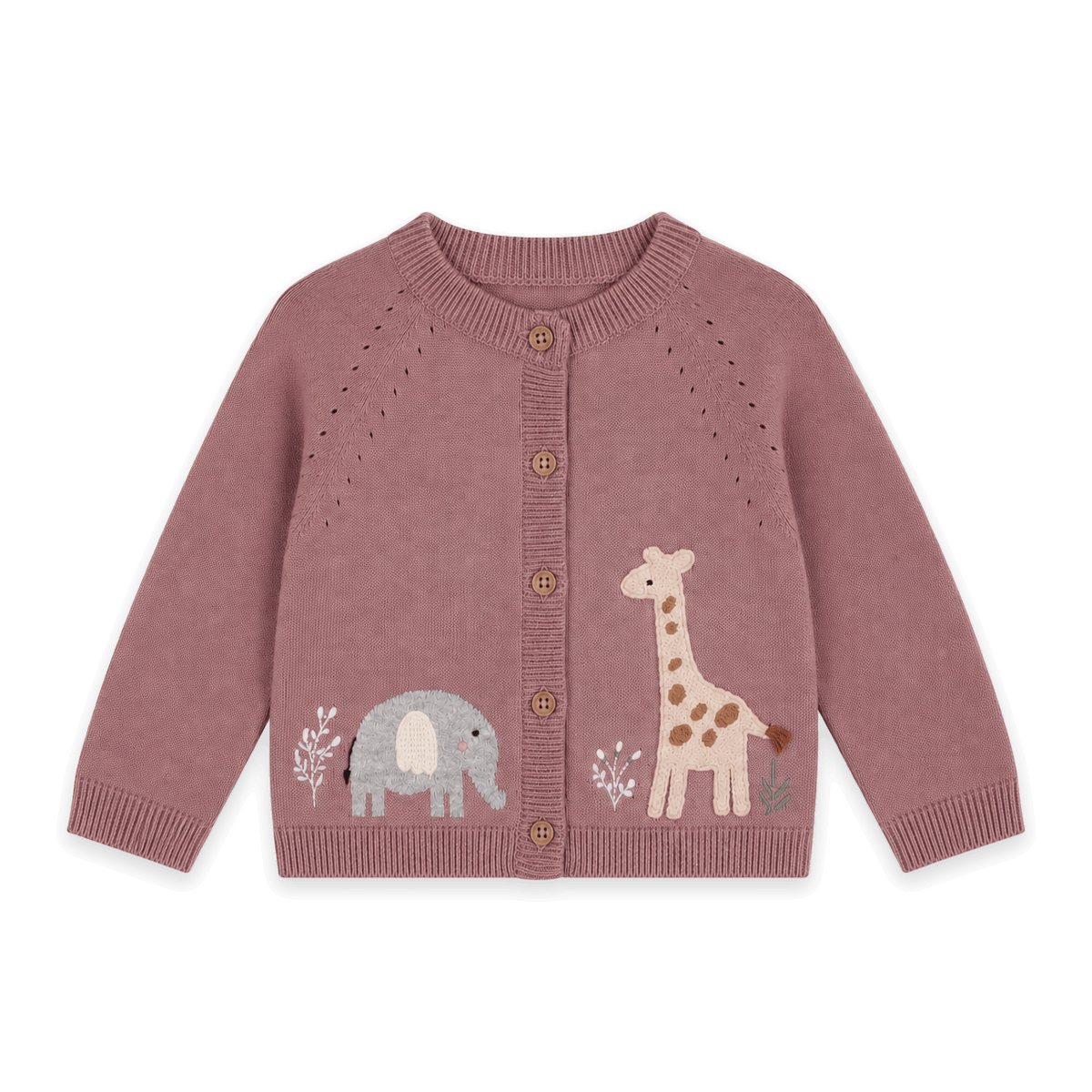 Giraffe Elephant Baby Cardigan Sweater made with Organic Cotton