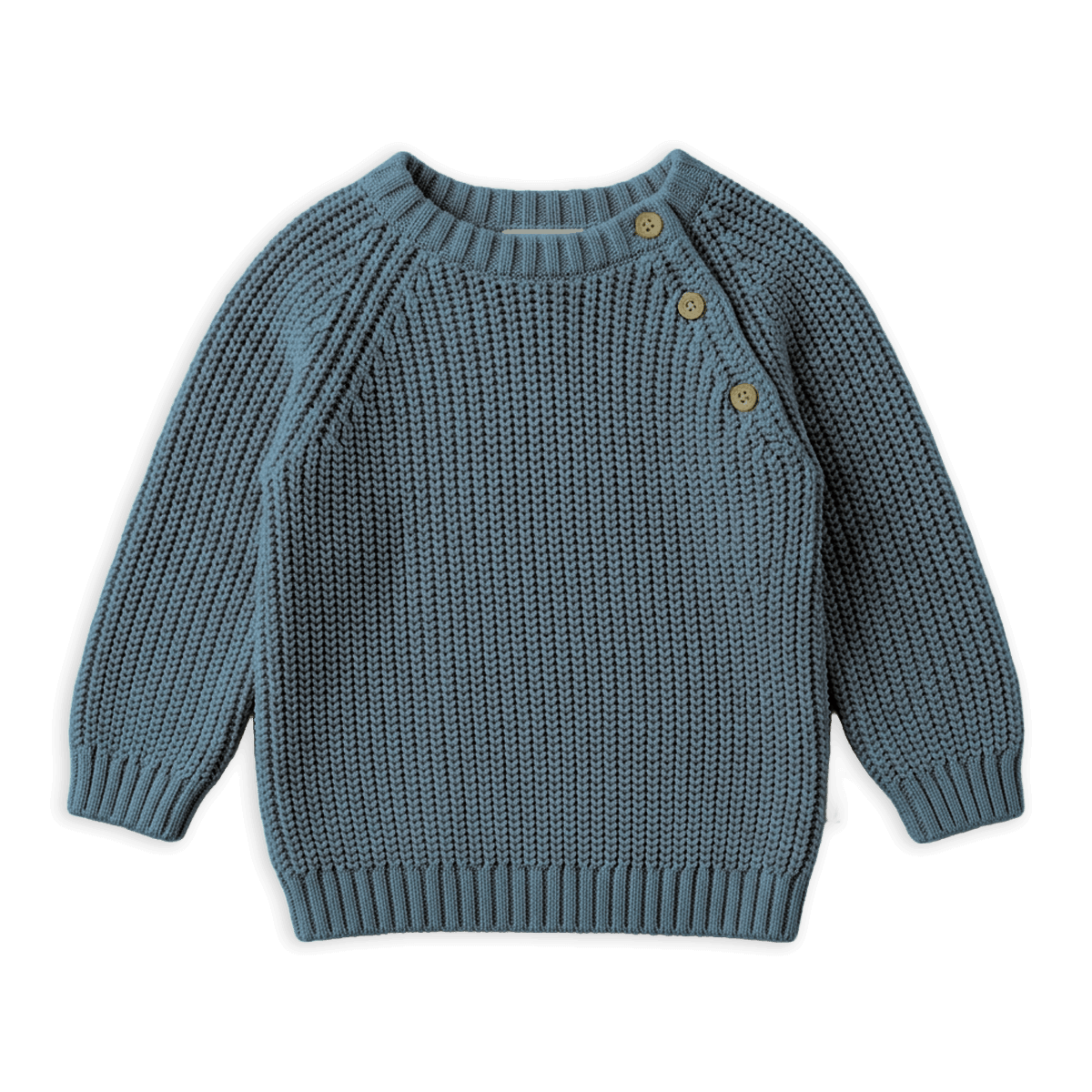 Organic Cotton Classic Chunky Knit Baby Pullover Sweaters, Teal