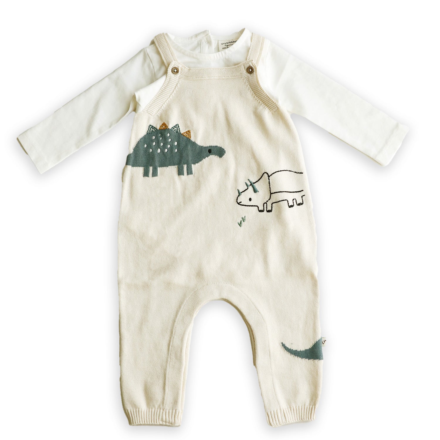 Dino Jacquard Knit Baby Overall Set (Organic)
