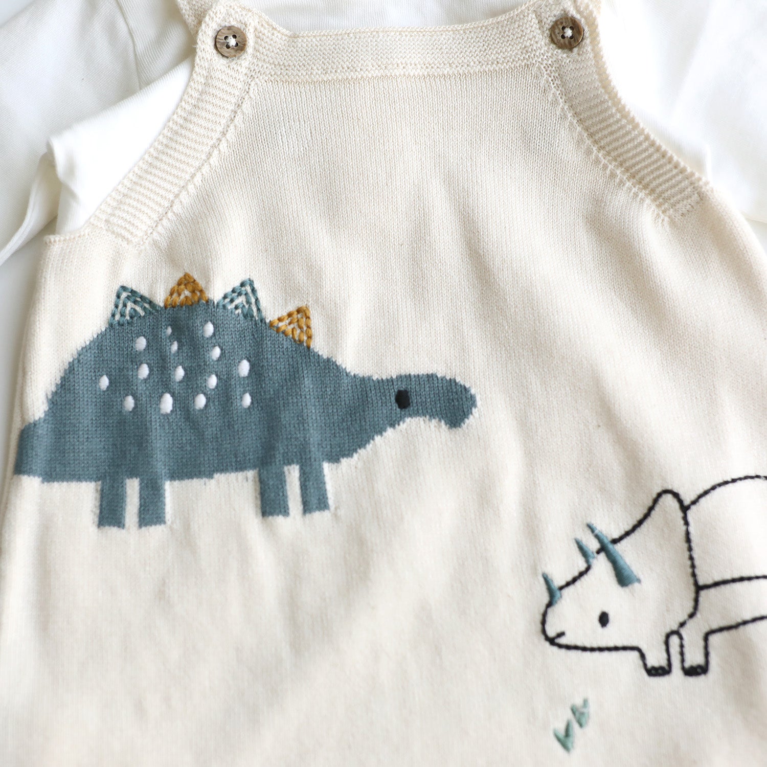 Dino Jacquard Knit Baby Overall Set (Organic)