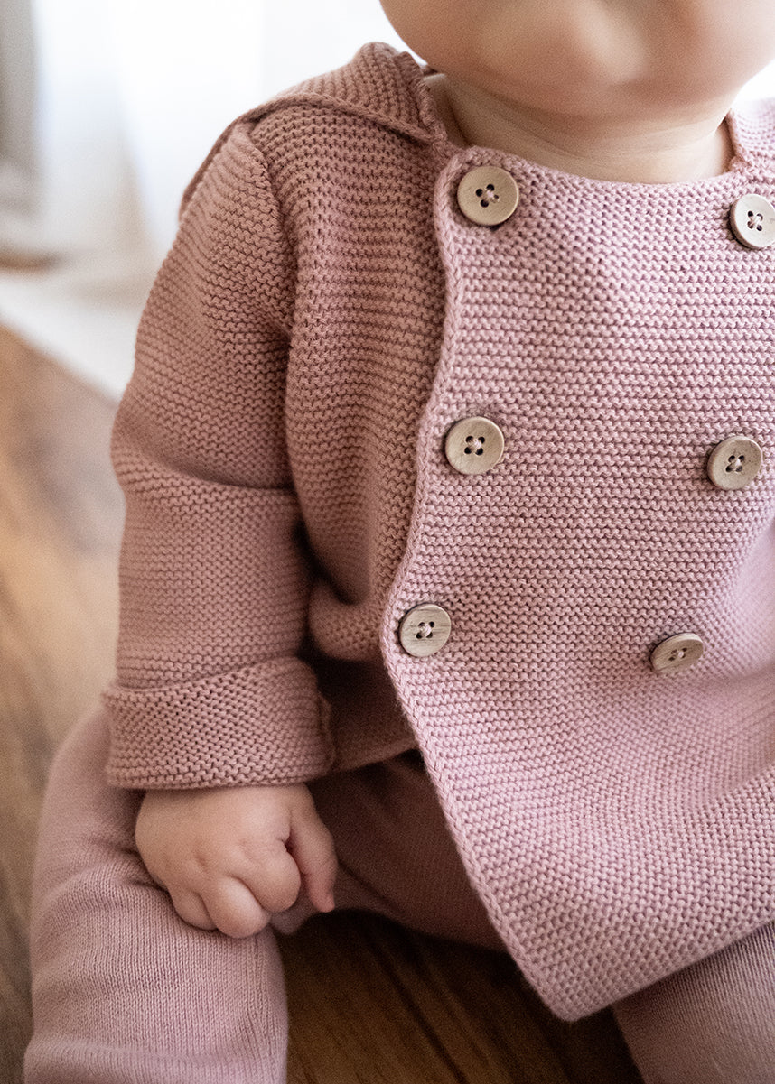 Hooded Double Button Baby Coat Jacket (Organic Cotton) -