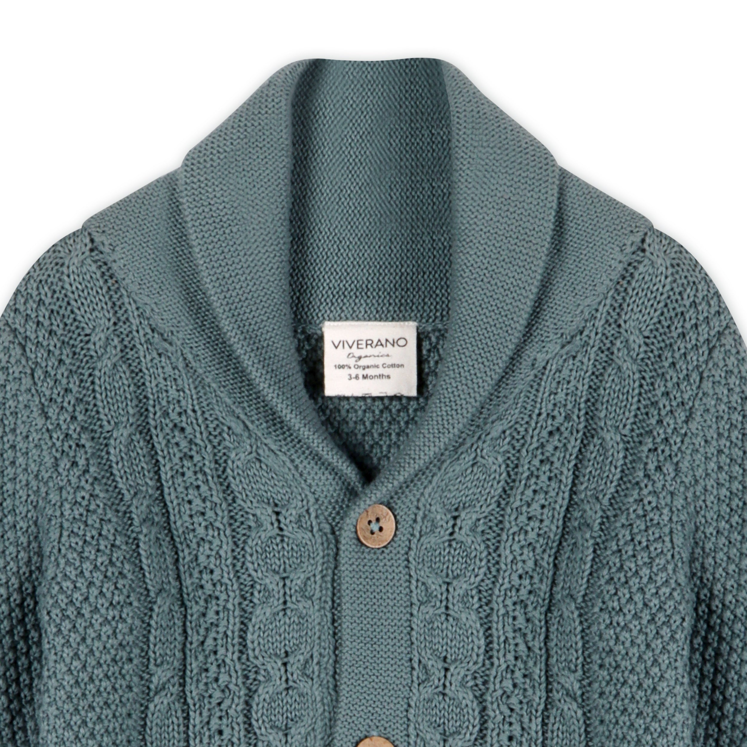 Shawl Collar Cable Knit Baby Cardigan Sweater (Organic) - 3 Colors