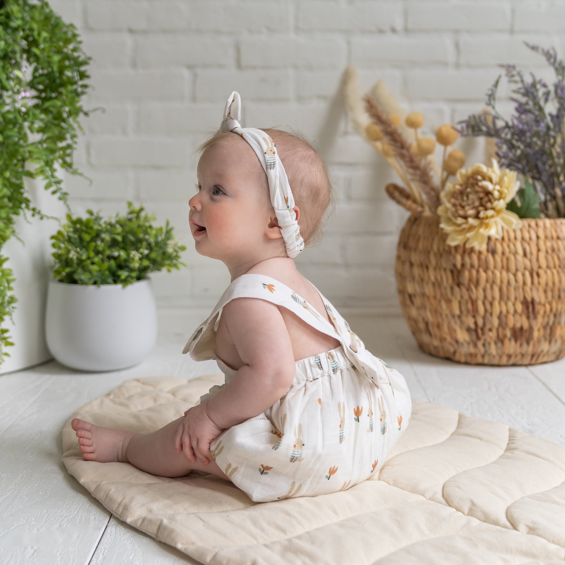 Bunny Peter Pan Bubble Baby Romper (Organic Muslin)