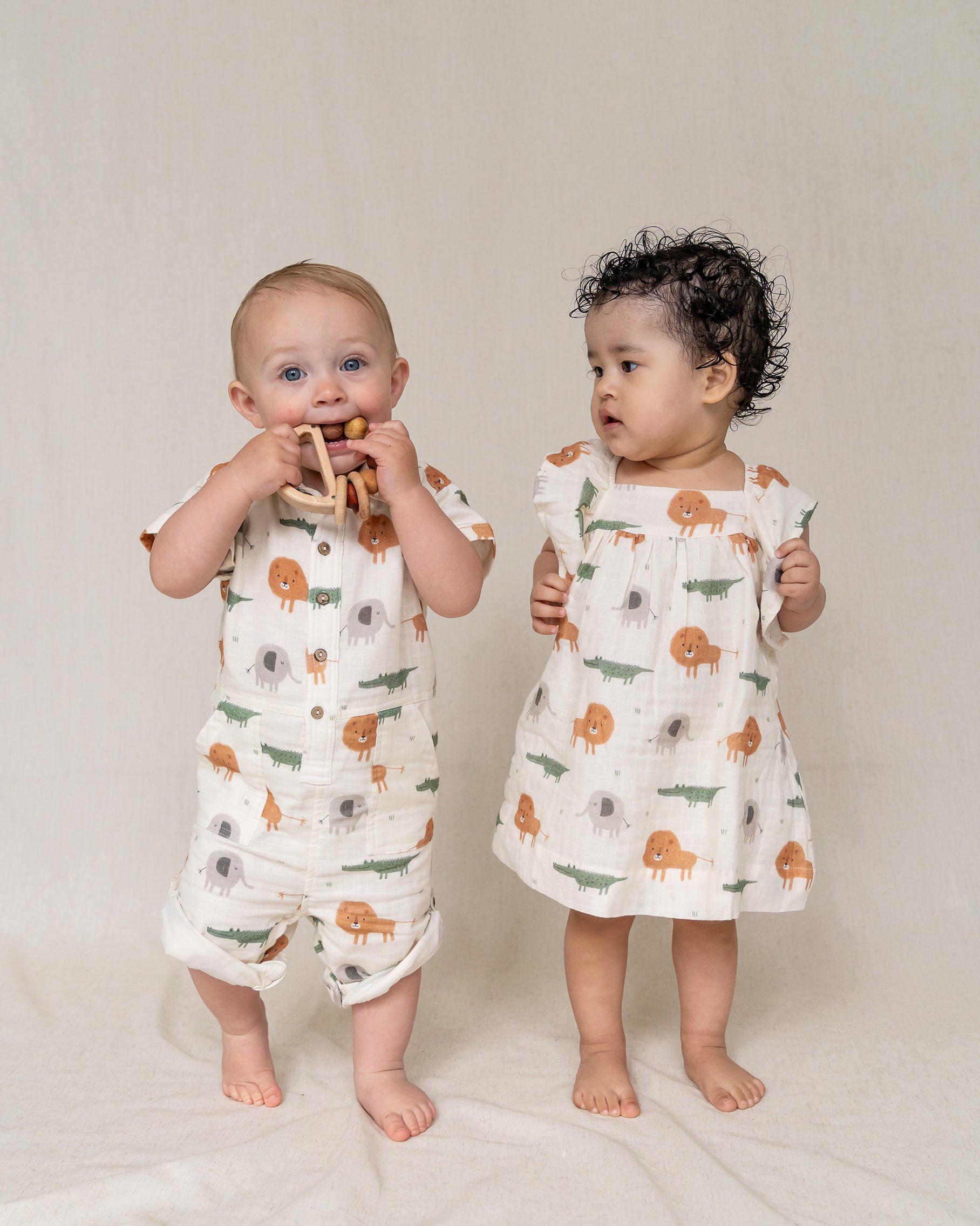 Savannah Flutter Sleeve & Smocked Baby Dress+Bloomer Set (Organic Muslin)