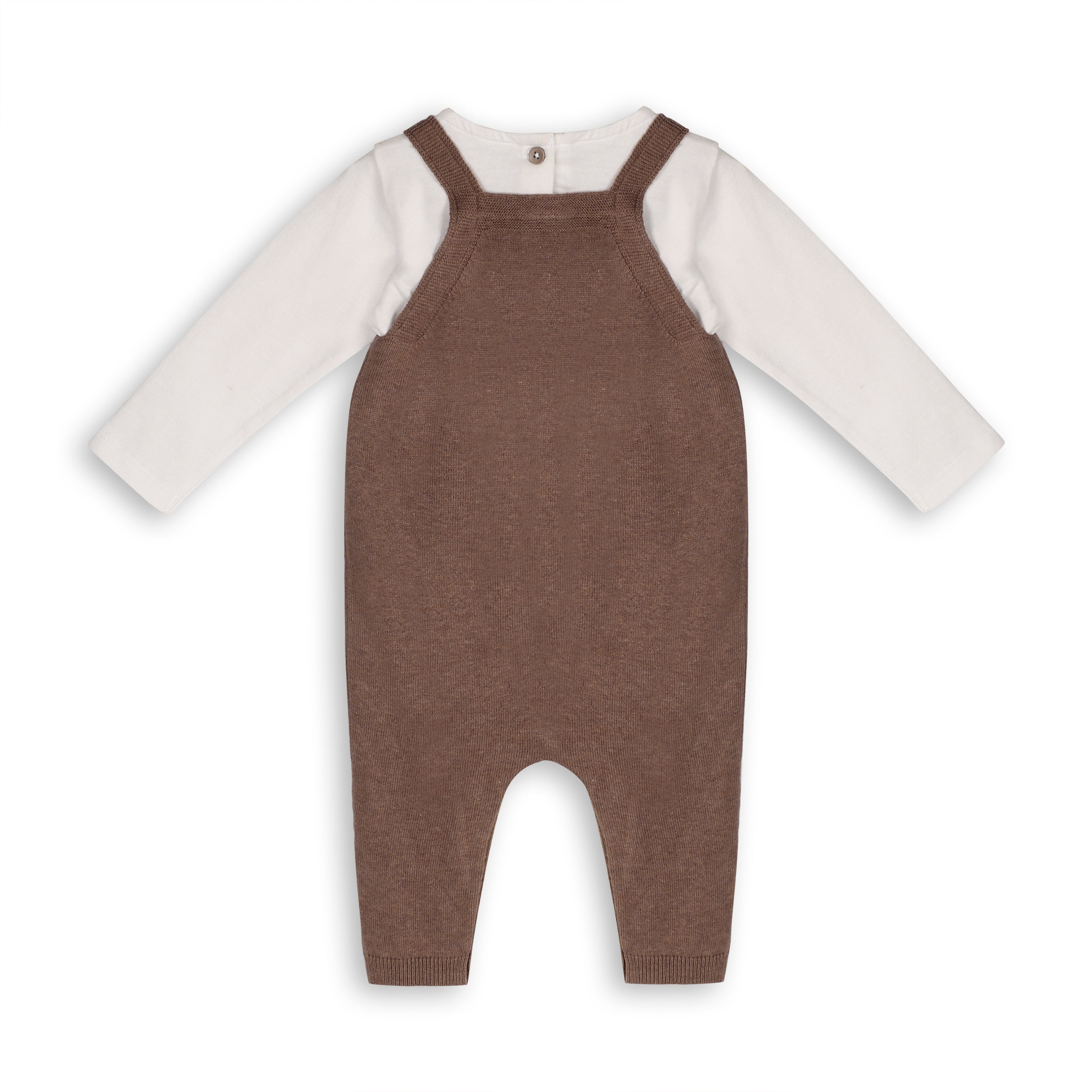 Bear Embroidered Sweater Knit Baby Overall & Bodysuit Set (Organic Cotton)