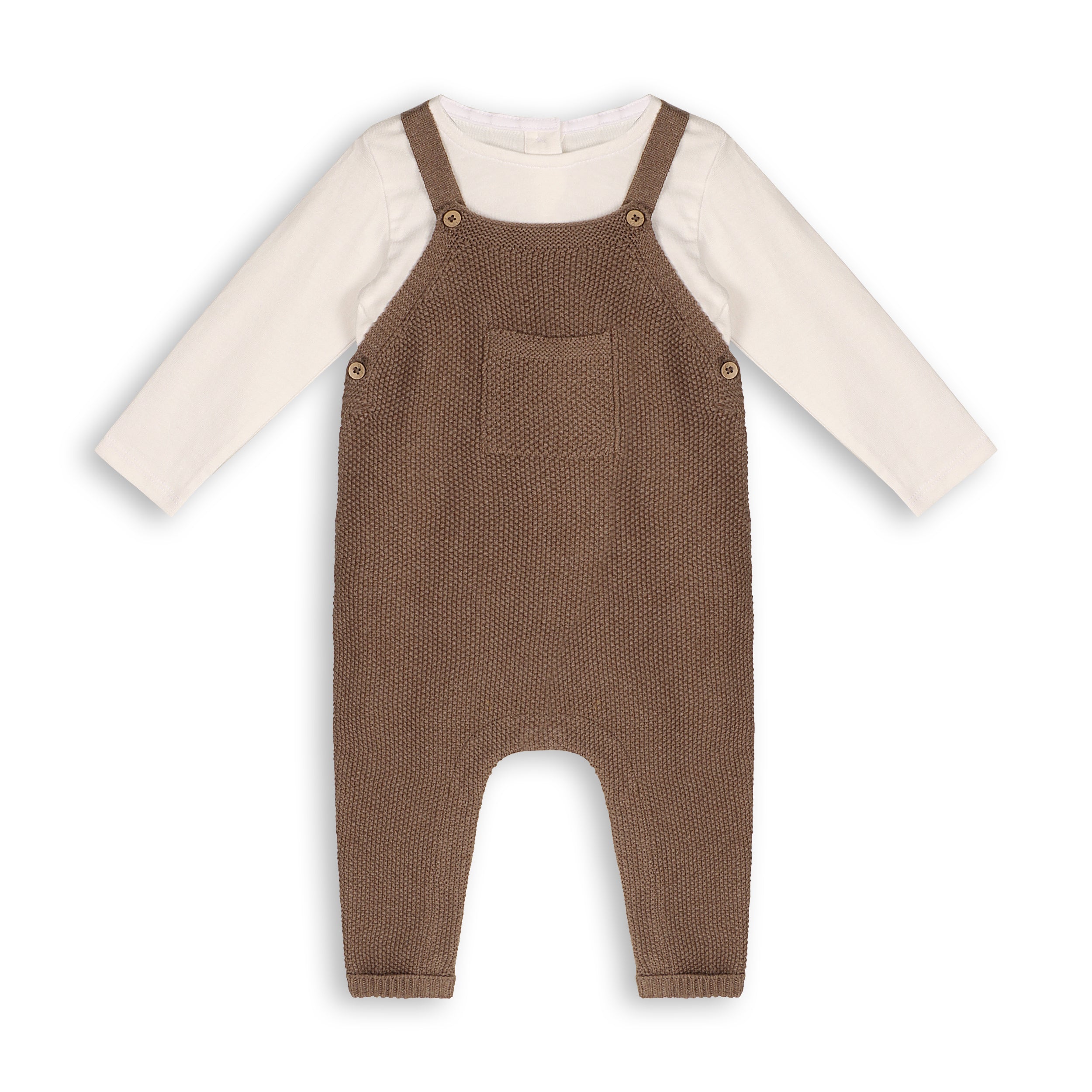 Chunky Sweater Knit Pocket Baby Overall & Bodysuit Set (Organic Cotton)