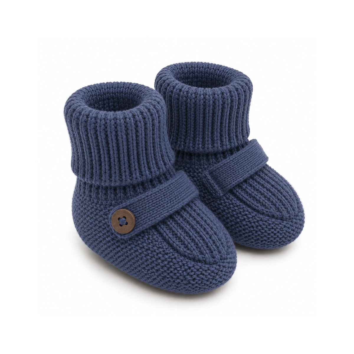 Indigo Heather Milan Heather Knit Newborn Baby Booties