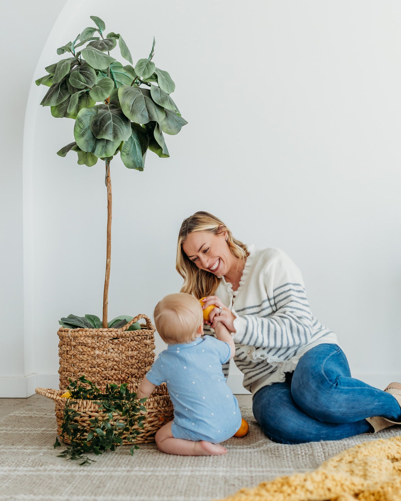 Isla Bowtie Chambray Organic Baby Boy Romper
