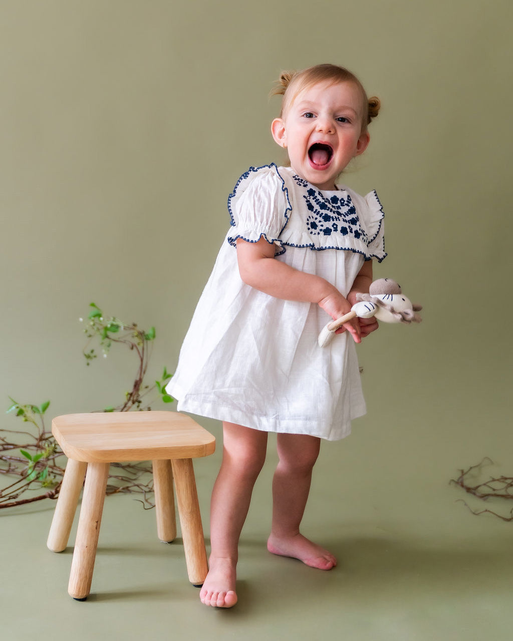 Lion - Organic Stuffed Animal Baby Ring Rattle (Wooden) - Lifestyle