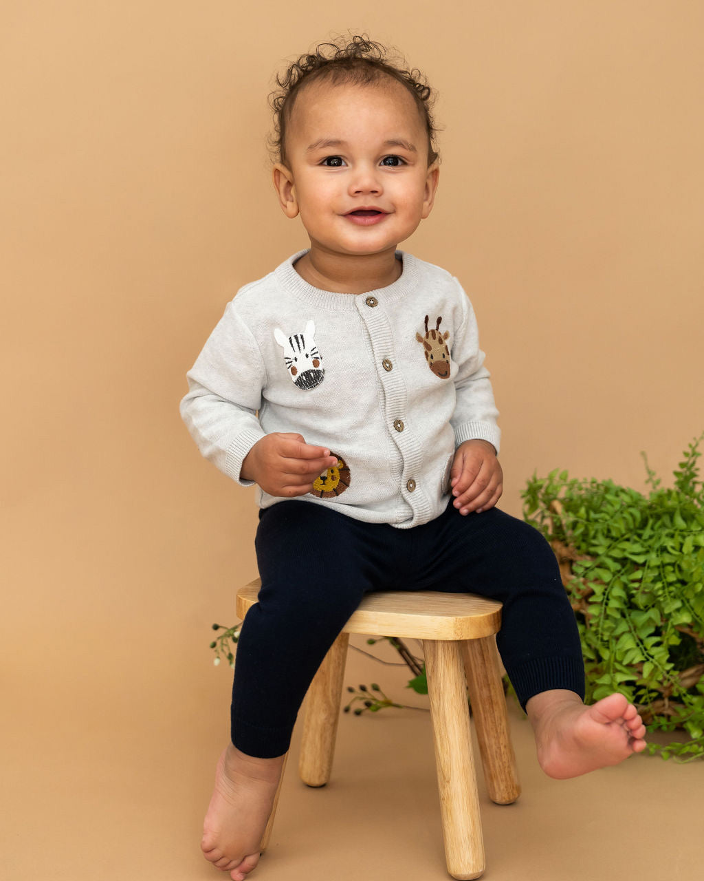 Animal Friends Embroidered Baby Cardigan Sweater (Organic Cotton)