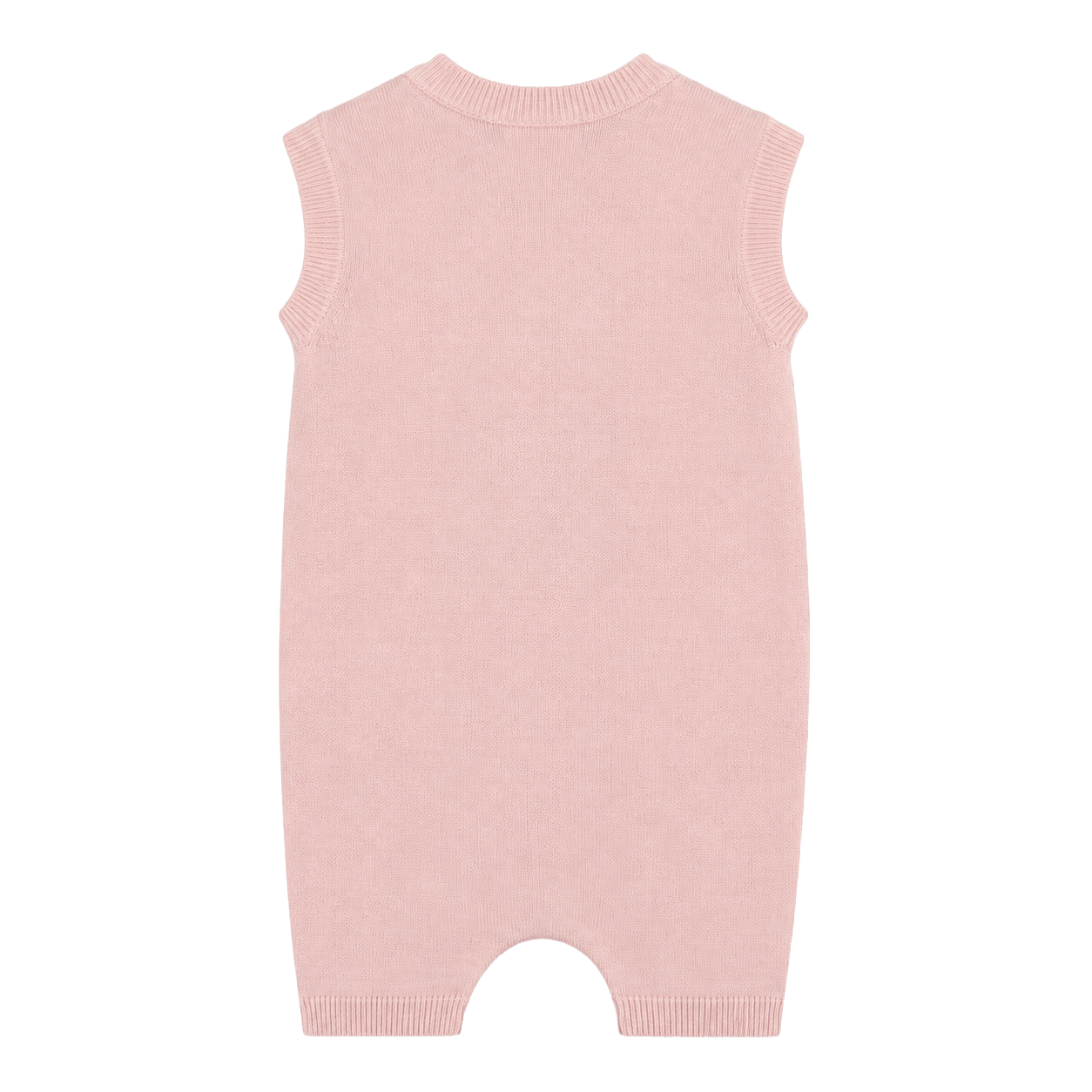 back ofIce Cream Embroidered Knit Sleeveless Baby Romper made from organic cotton