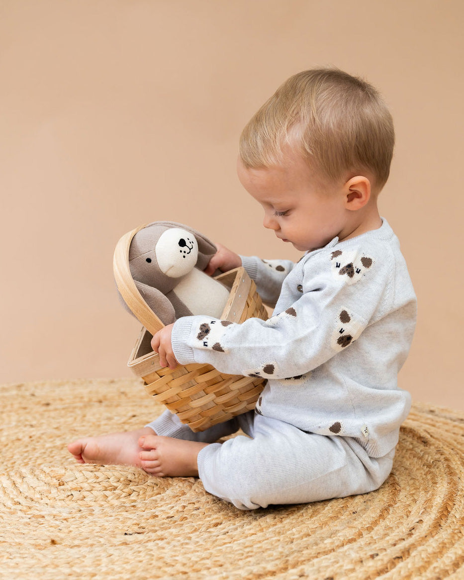 Rocky Lil Dog Knit Stuffed Animal Soft Baby Toy (Organic Cotton)