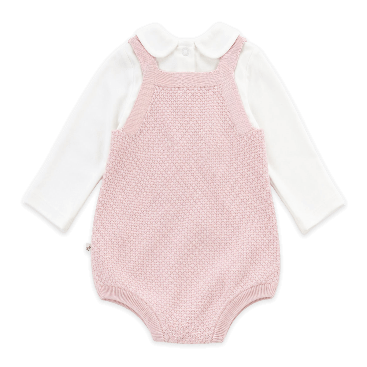 Back of Love Embroidered Sweater Knit Baby Romper & Bodysuit Set in Organic Cotton