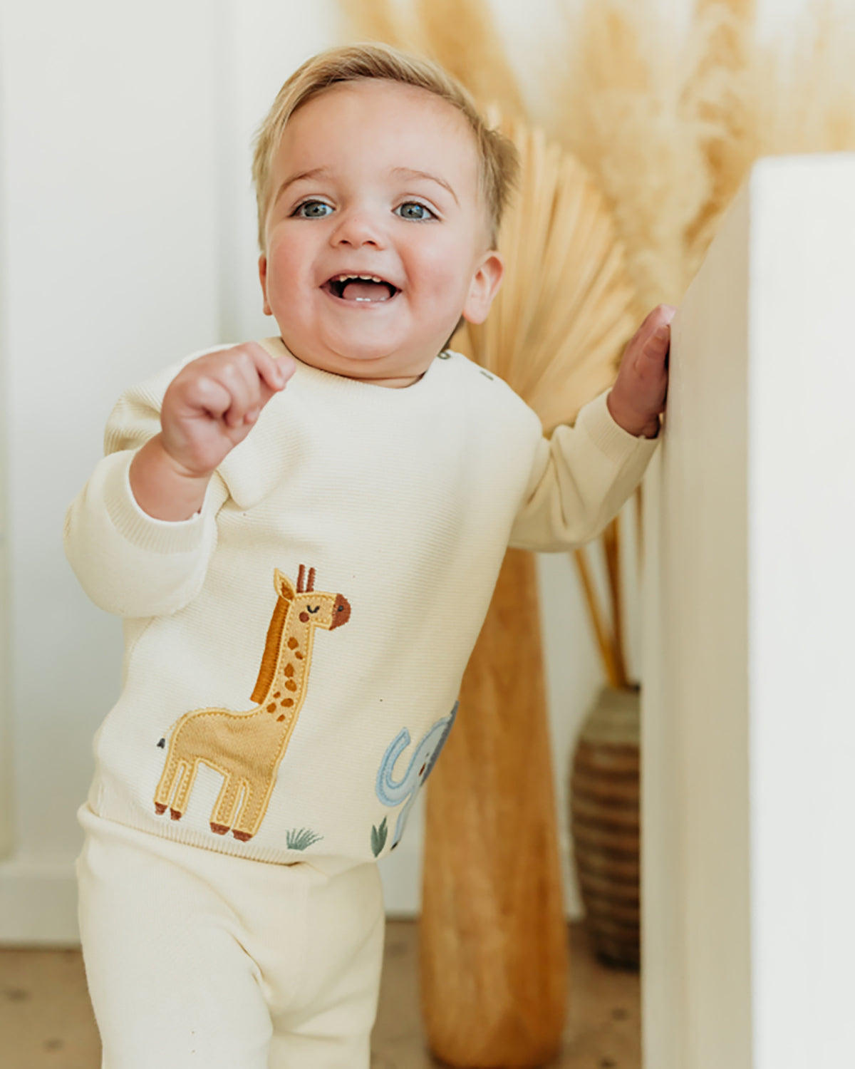 Safari Applique Sweater Knit Baby Pullover (Organic Cotton)