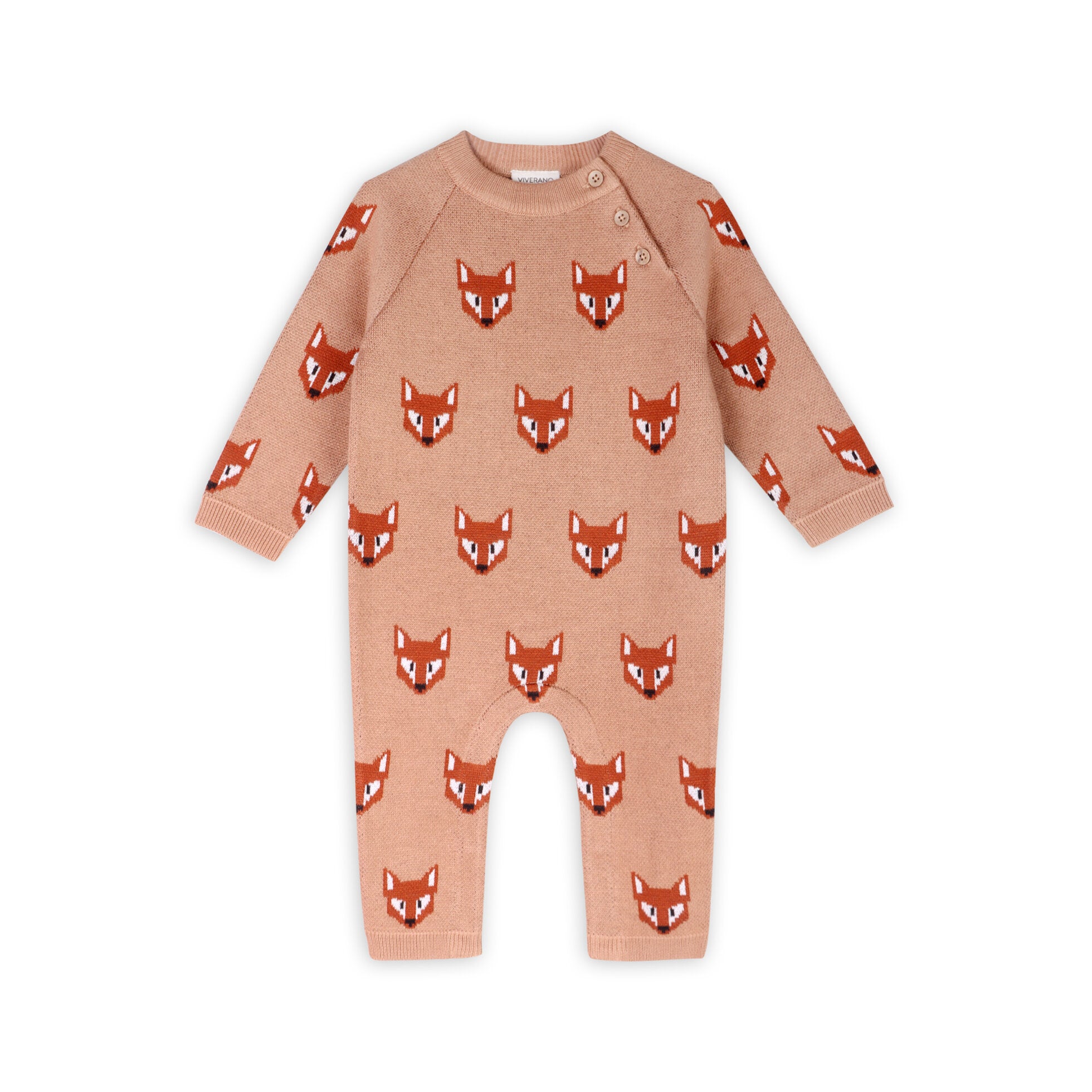 Fox Jacquard Knit Baby Jumpsuit (Organic Cotton)