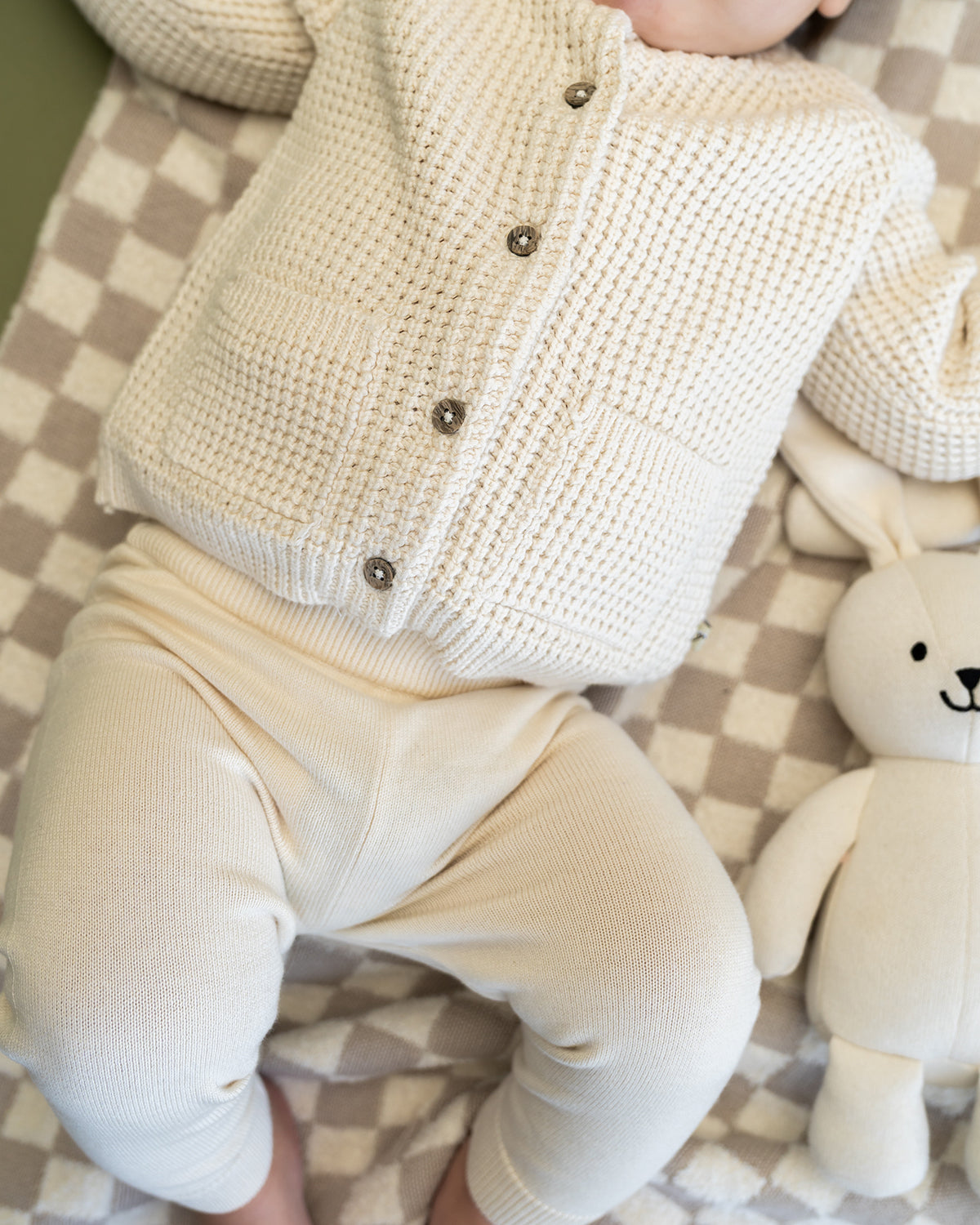 Avery Button & Pocket Chunky Sweater Knit Baby Cardigan (Organic Cotton)