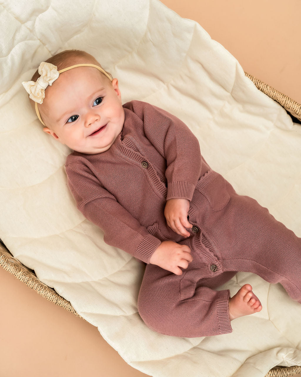 Classic Pocket & Button Chunky Knit Baby Jumpsuit (Organic Cotton)
