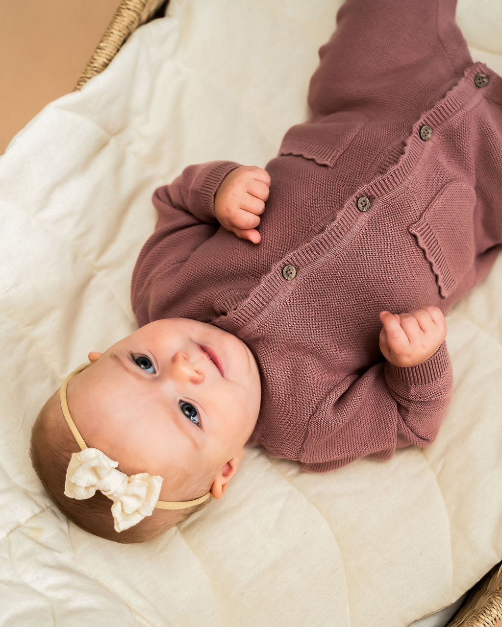 Classic Pocket & Button Chunky Knit Baby Jumpsuit (Organic Cotton)