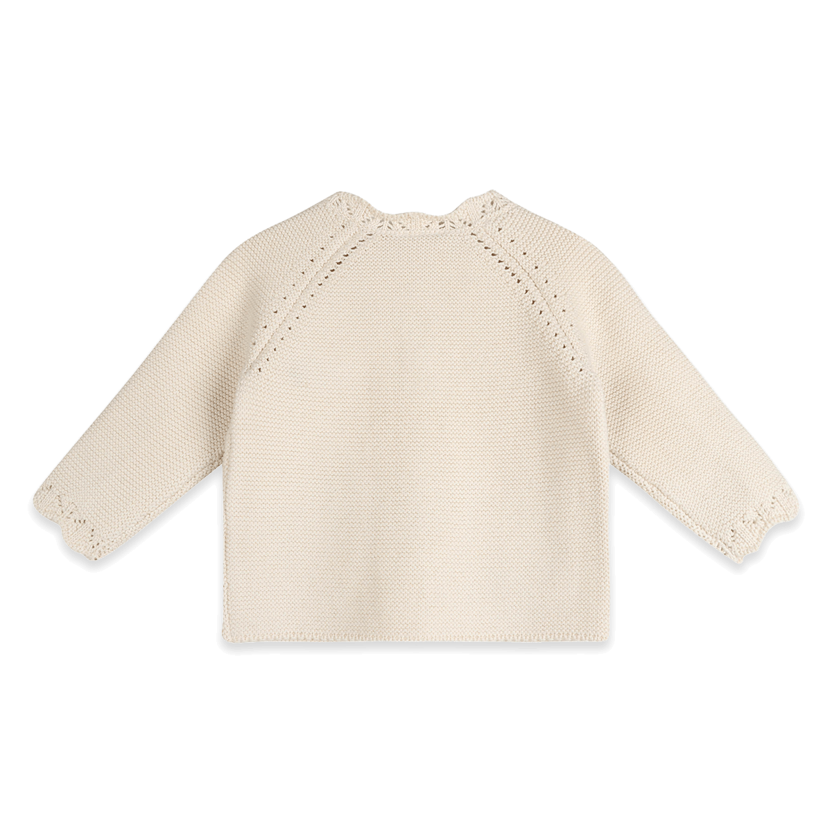 Organic Cotton Anna Crochet Flower Knit Baby Cardigan, Back