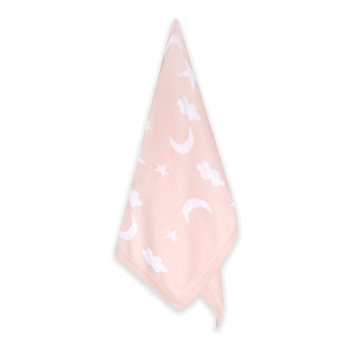 Moon & Stars Dream Organic Baby Jacquard Knit Blanket - Baby Pink