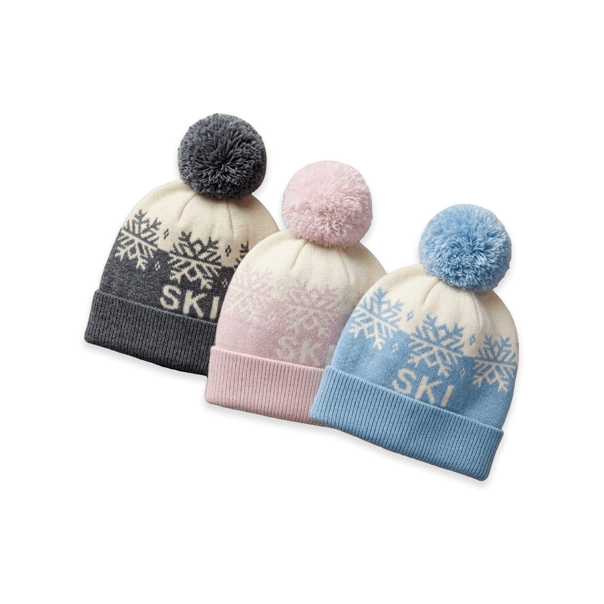 Ski Day Knit Baby Beanie Hat with Pom-pom, Organic Cotton