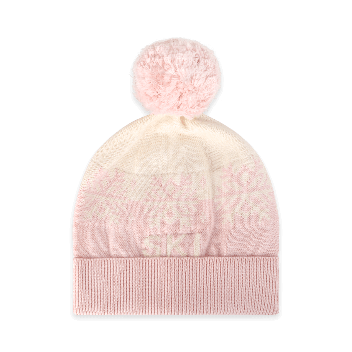 Organic Cotton Ski Day Knit Baby Beanie Hat with Pom-pom, Sweet Pink
