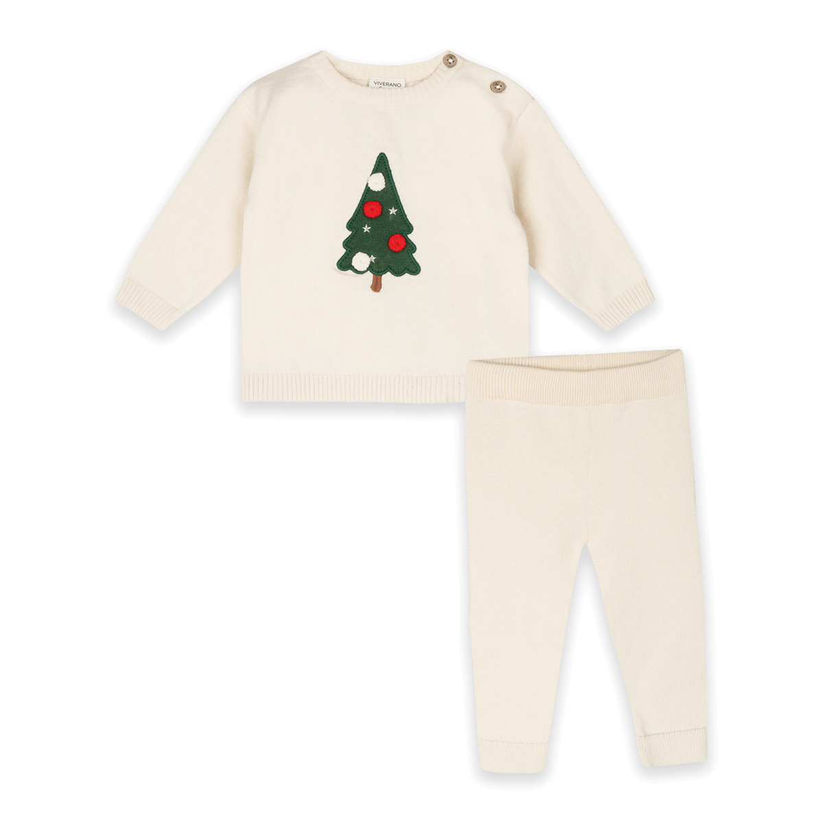 Jolly Christmas 3D Knit Baby Pullover and Pant SET, Organic Cotton