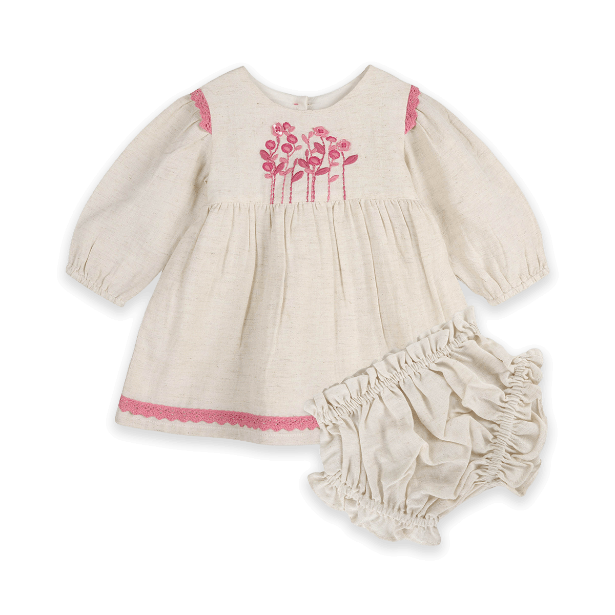Colette Embroidered Baby Dress & Bloomer Set (Organic Cotton) - Outfit Set