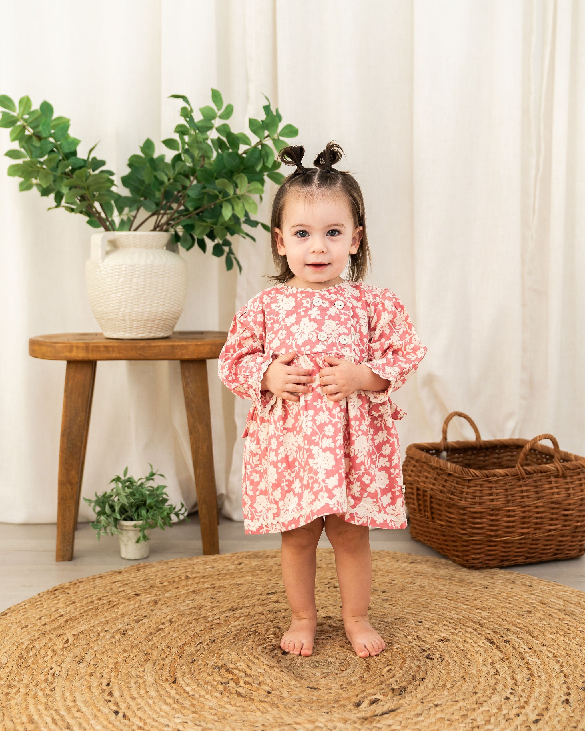Beatrice Floral Baby Dress & Bloomer Set (Organic Cotton) - Front