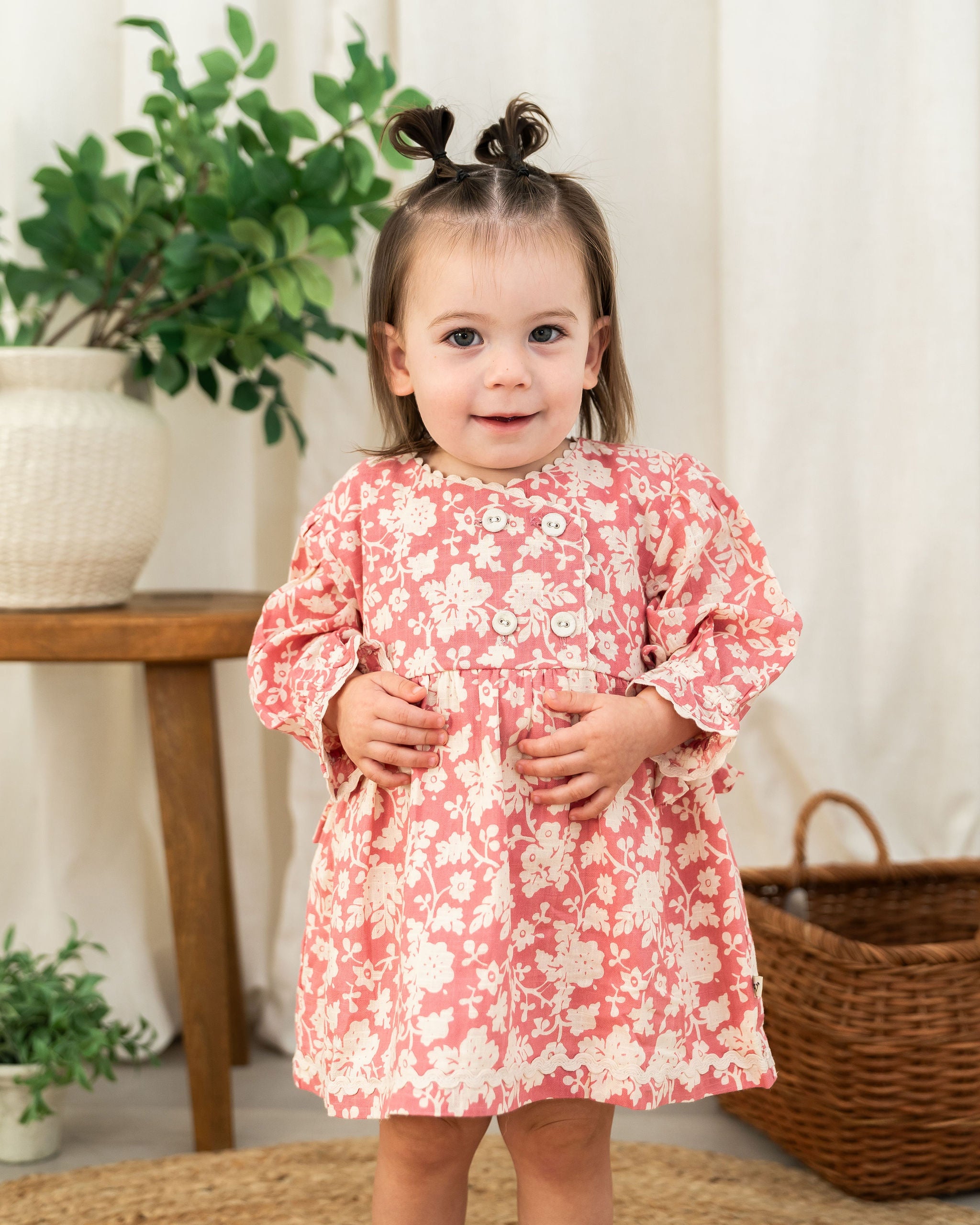 Beatrice Floral Baby Dress & Bloomer Set (Organic Cotton) - Front