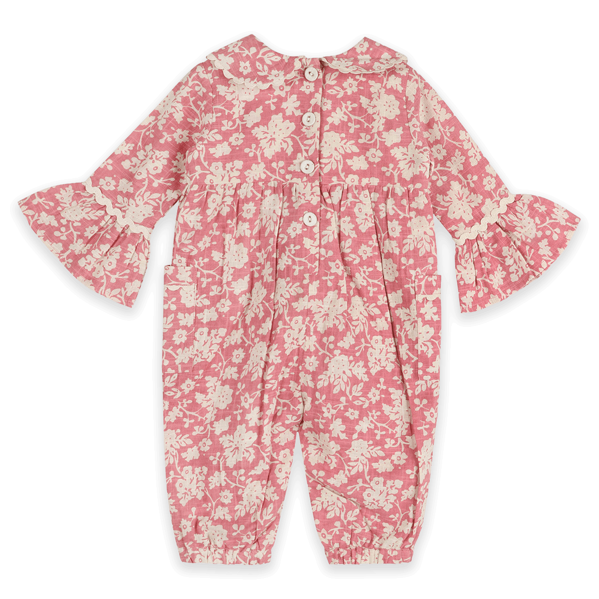 Beatrice Floral Baby Jumpsuit & Headband (Organic Cotton) - Back