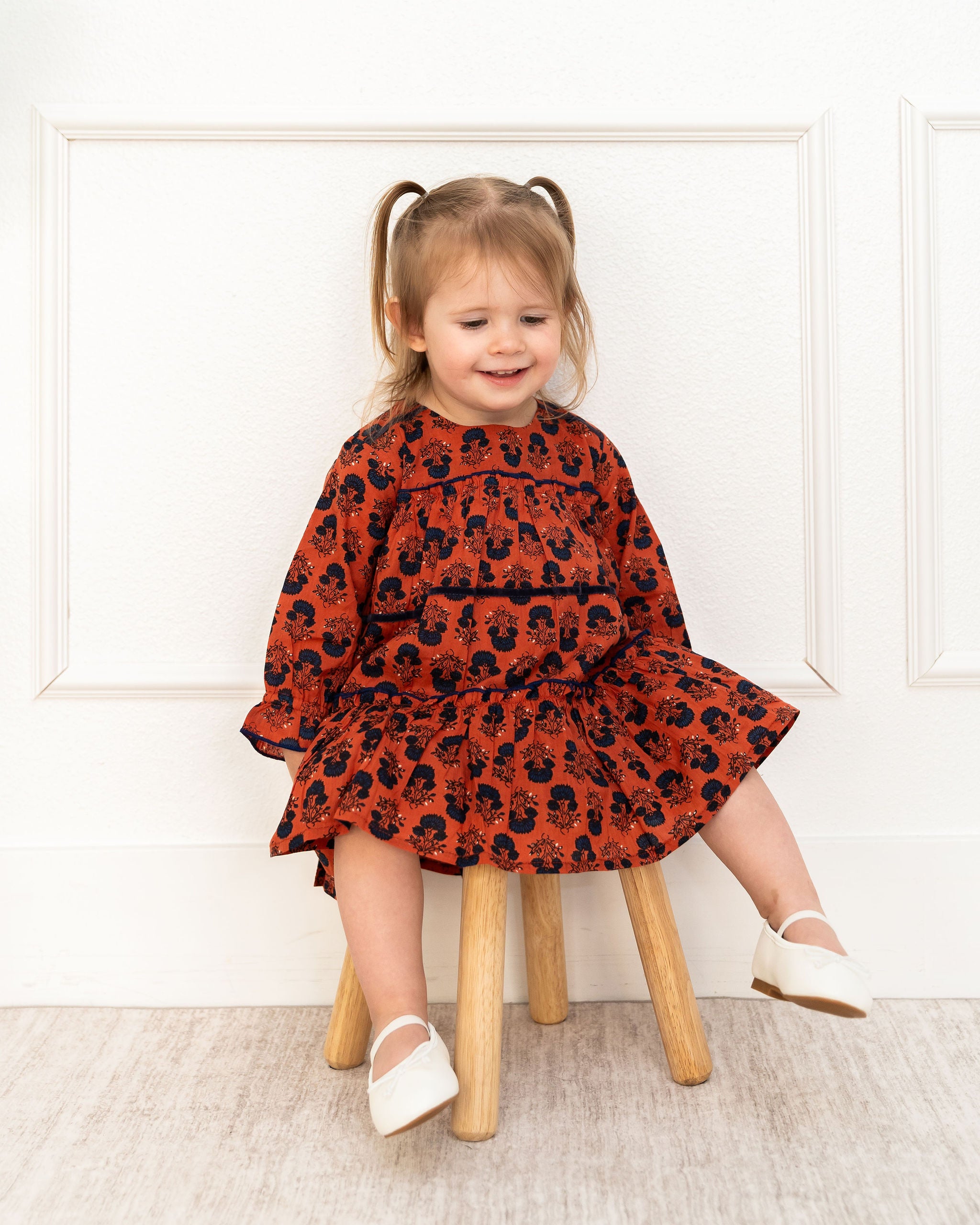 Viverano Isadora Tiered Jaipur Floral Baby Dress & Bloomer Set (Organic Cotton) - Front