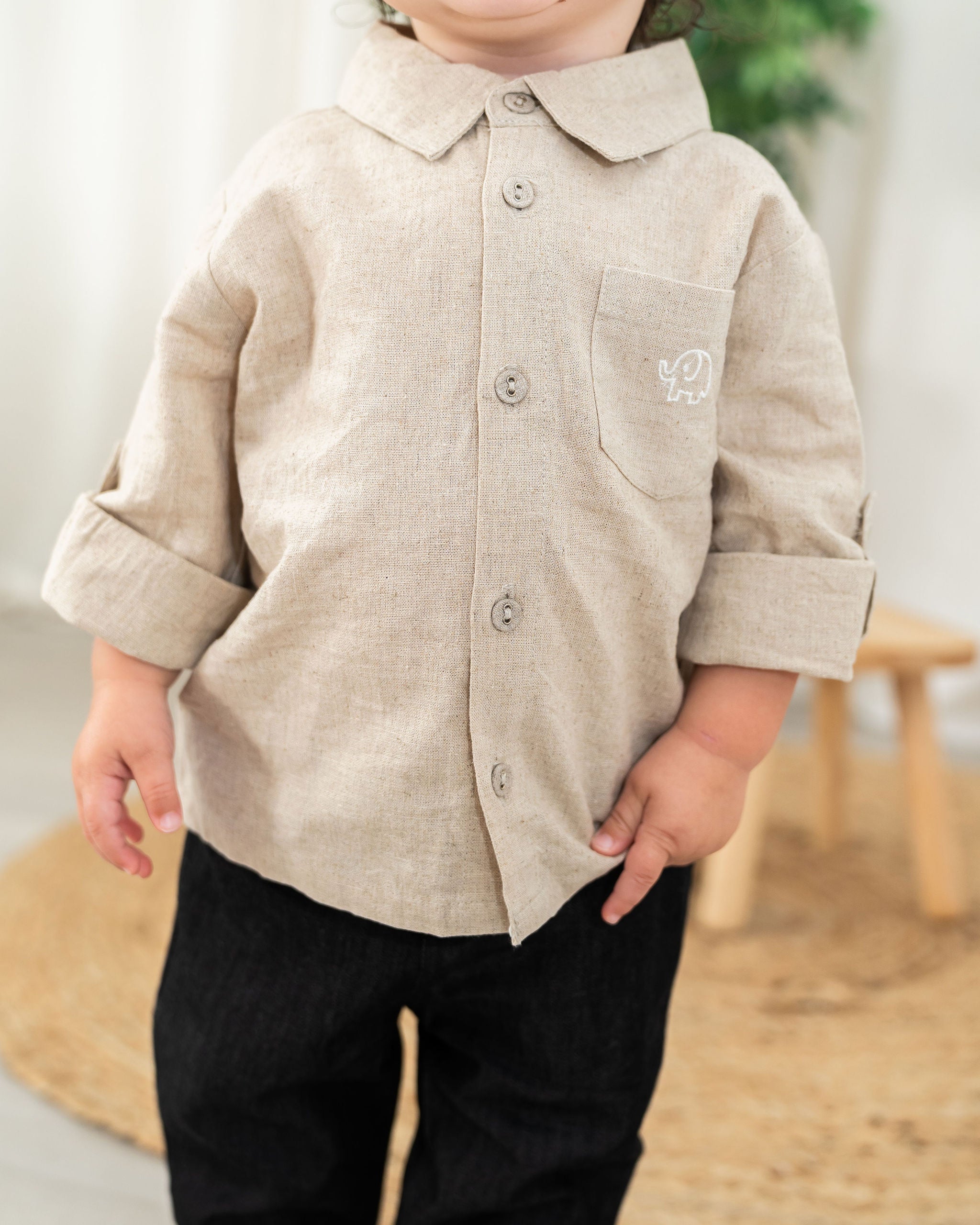 Viverano Oscar Linen Baby Shirt & Denim Pant Set (Organic) - Outfit