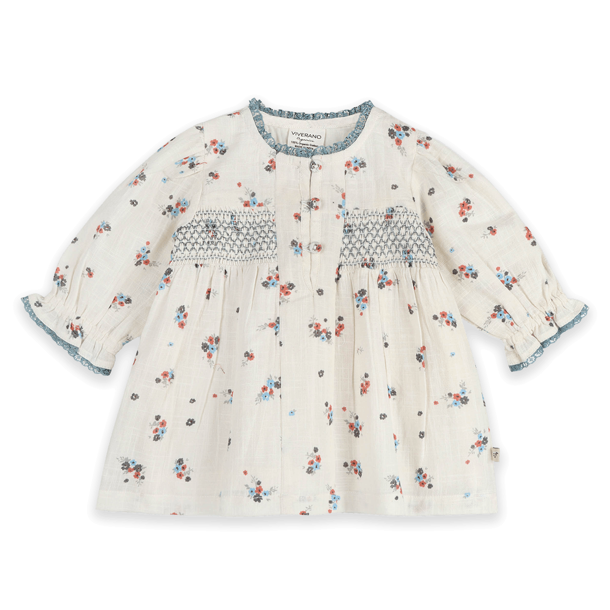 Juliet Smocked Floral Baby Dress & Bloomer Set (Organic Cotton) - Front
