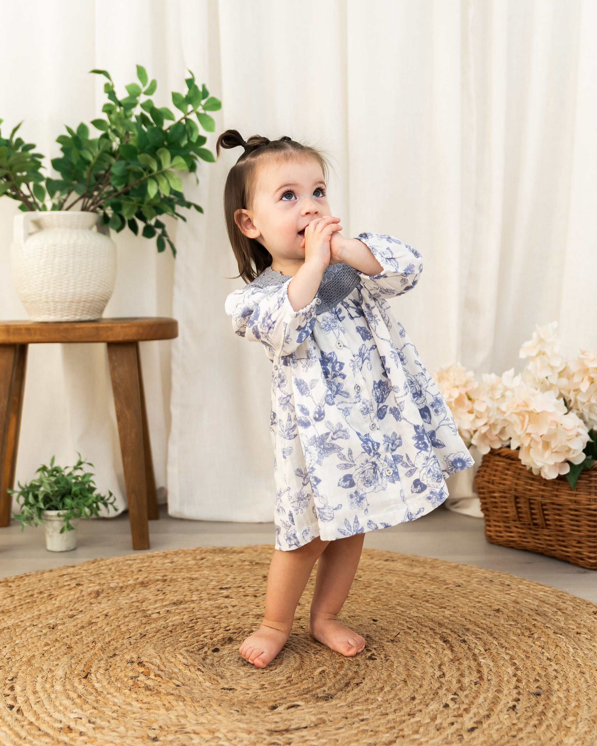 Viverano Claudia Floral Baby Dress & Bloomer Set (Organic Muslin) - Front