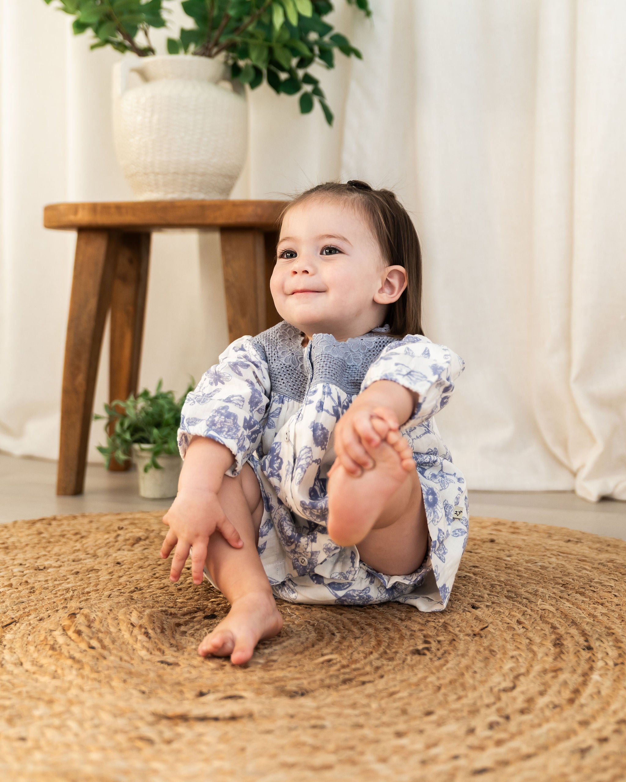 Claudia Floral Baby Dress & Bloomer Set (Organic Muslin)